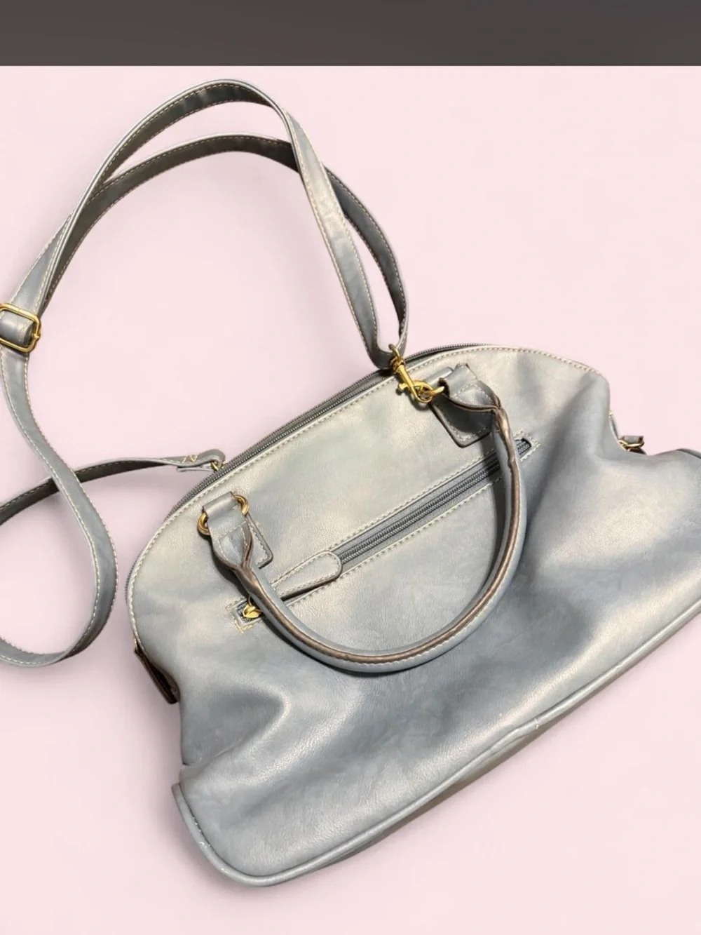 Light blue Women's Crossbody Satchel Bag with Gold Hardware